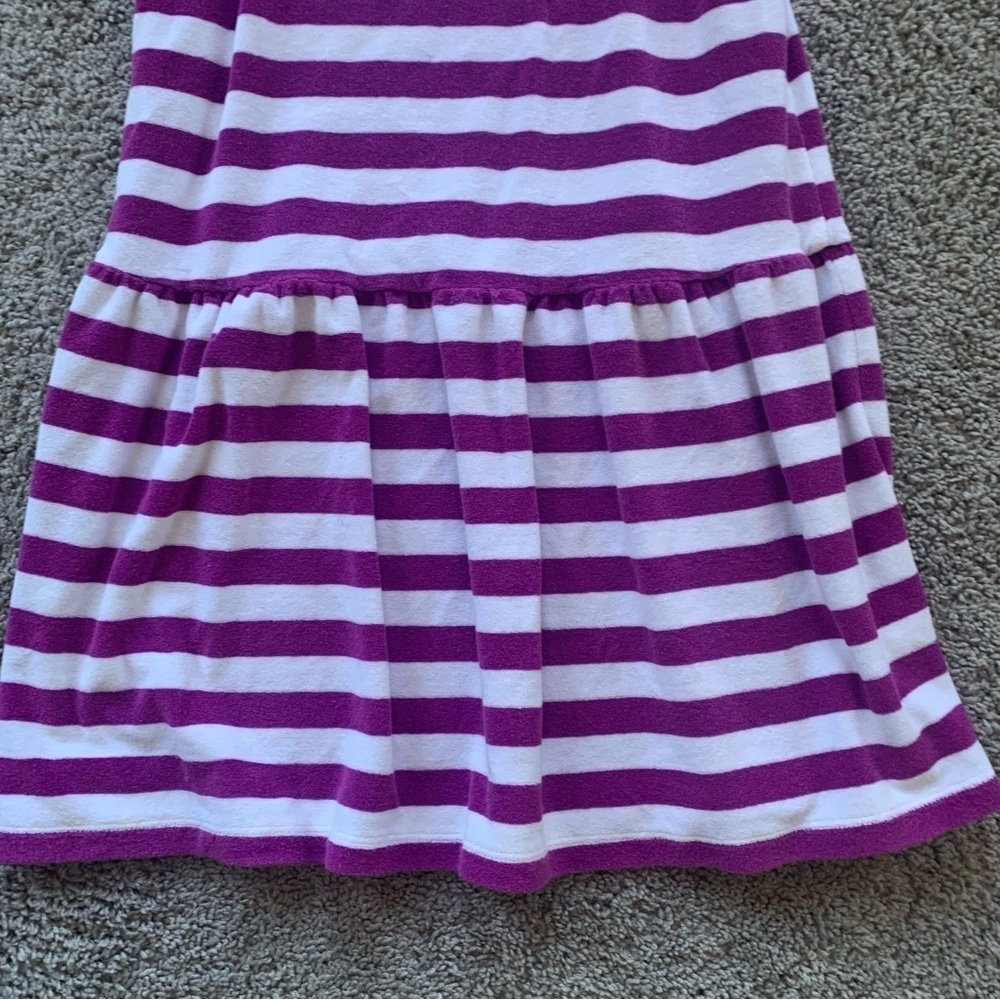 Hanna Andersson Purple White Striped Terry Cloth Beach Coverup Size 12 - Picture 2 of 5